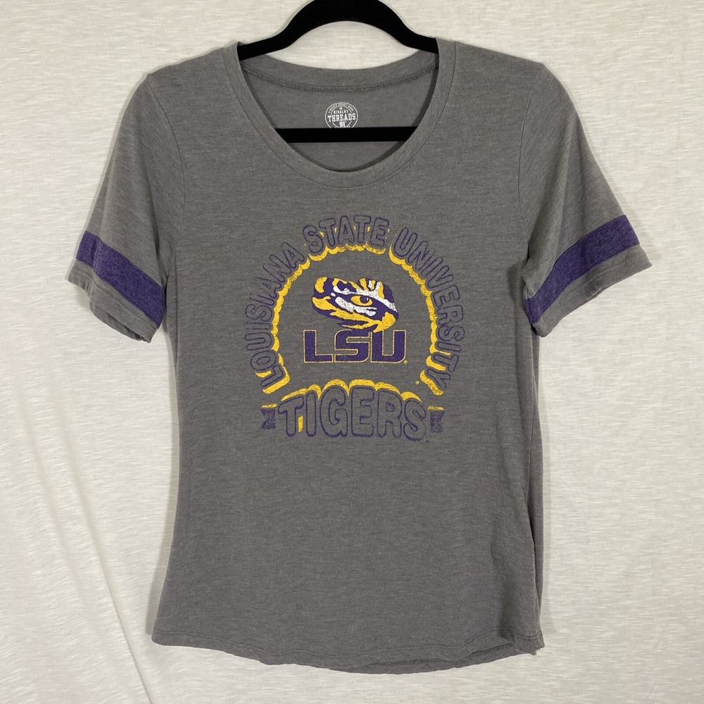 Rivalry Threads LSU Gray Purple Women's‎ Small Tee Mike Tiger Eye Louisiana